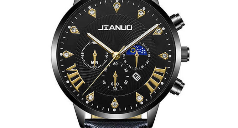 JIANUO Quarter men calendar Wristwatch